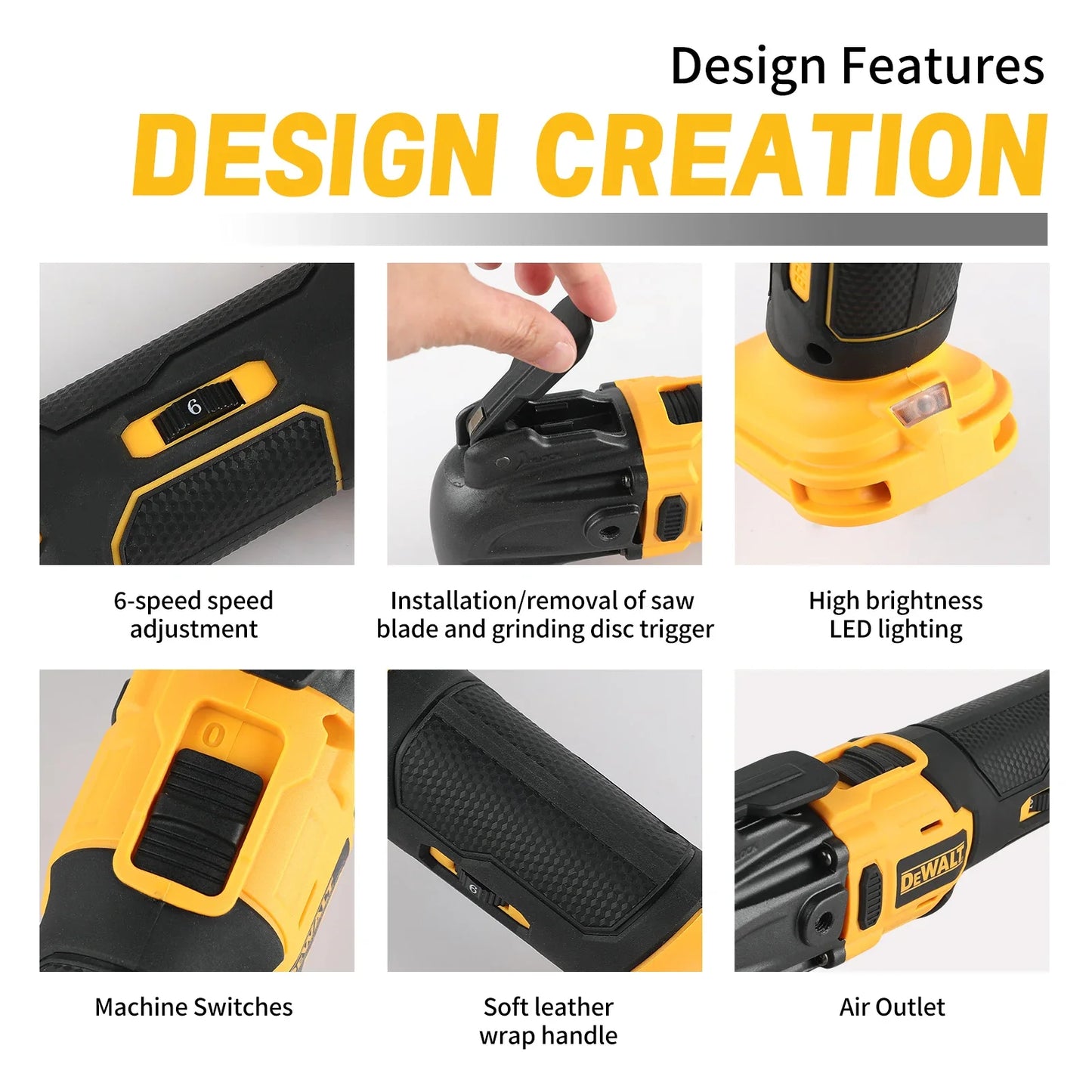 DEWALT DCS356 Herramienta Oscilante Inalámbrica | Sin Escobillas | Multiusos para Cortar, Lijar y Dar Acabados
