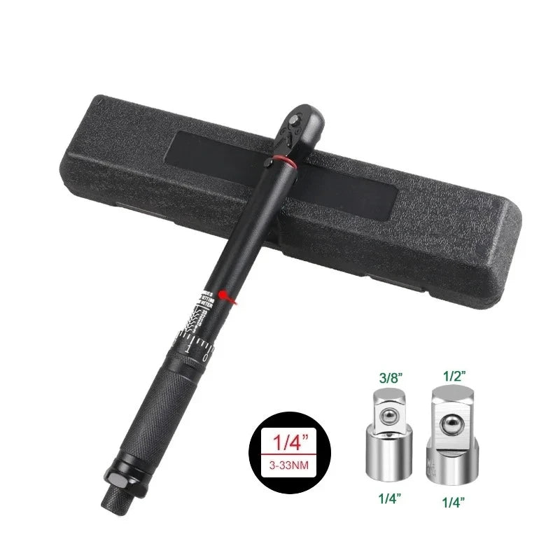 Llave Dinamométrica de Precisión – Par Regulable, Cabezal de Trinquete, Fabricada en Acero Resistente, Ideal para Mantenimiento de Vehículos y Motocicletas