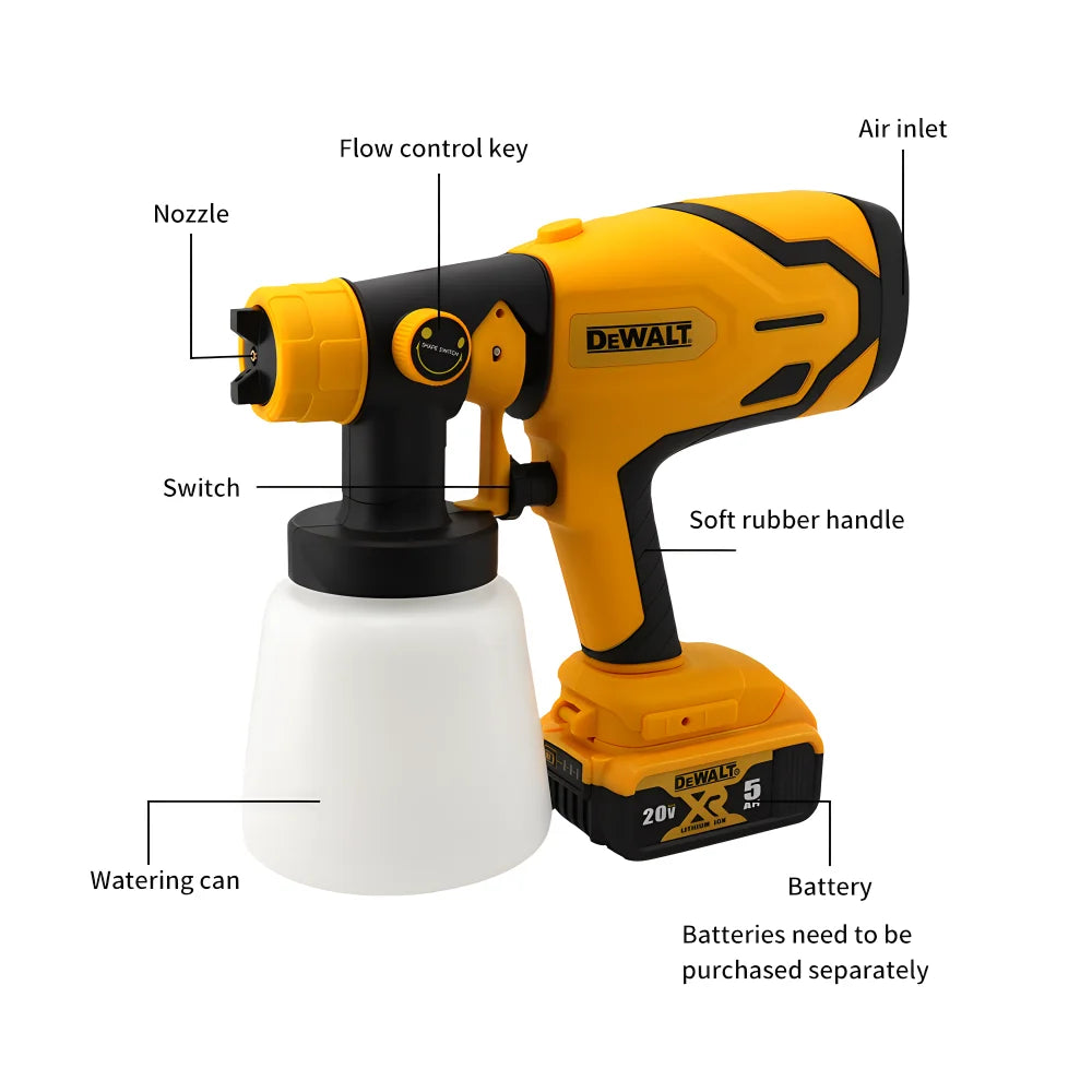 DEWALT Pistola de Pintar Recargable – Motor Sin Escobillas, Fácil de Usar para Trabajos en el Hogar