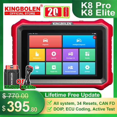 2026 Newest KINGBOLEN K8 PRO K8 Elite Car diagnostic Tool Online ECU Coding 34 Reset Bi-directional Auto Scanner Lifetime free