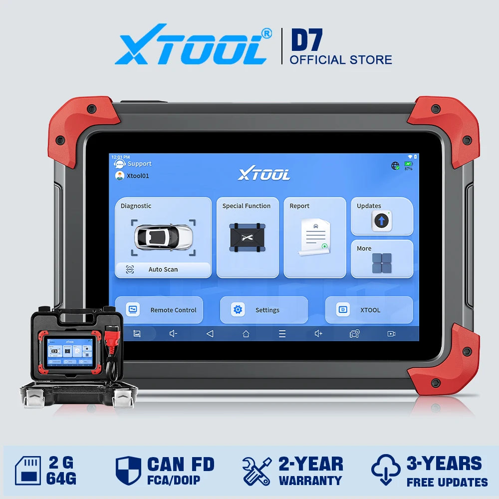 XTOOL D7 Todo el sistema Herramientas de diagnóstico de automóviles Escáner bidireccional Codificación ECU Escáner automotriz Más de 39 servicios