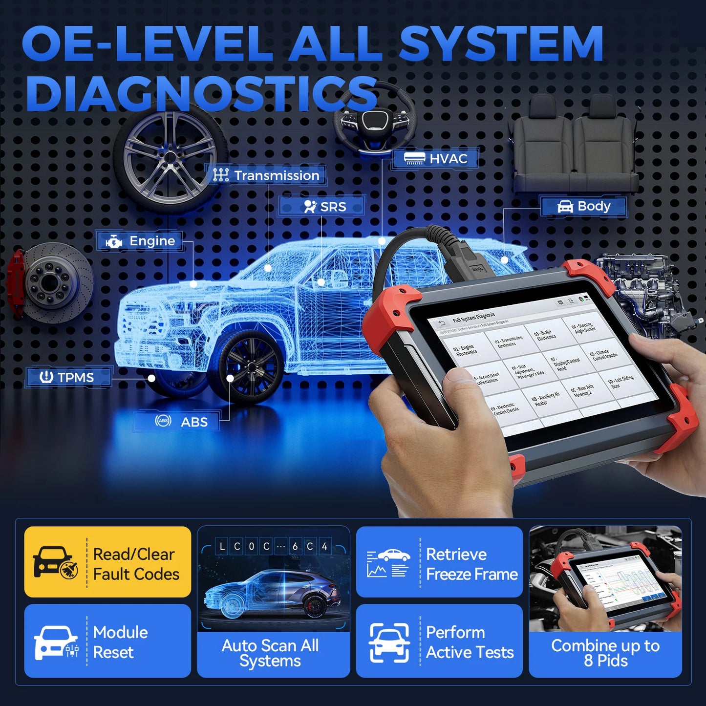 XTOOL D7 Todo el sistema Herramientas de diagnóstico de automóviles Escáner bidireccional Codificación ECU Escáner automotriz Más de 39 servicios