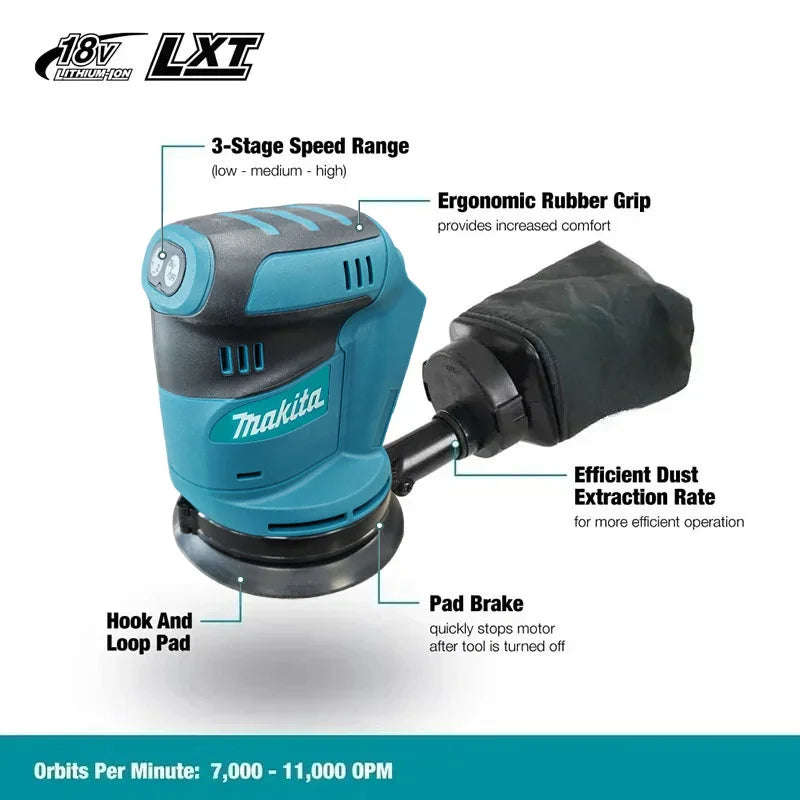 Makita DBO180Z 18V | Lijadora Orbital Sin Cable | Para Acabados, Madera y Pulido | Solo Equipo