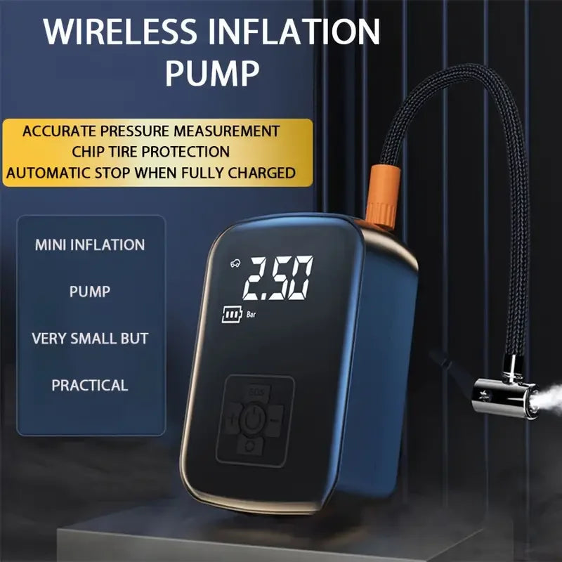 Compresor de Aire Portátil LEIBOO | Inflador Digital Sin Cable | Para Autos, Motos y Bicicletas
