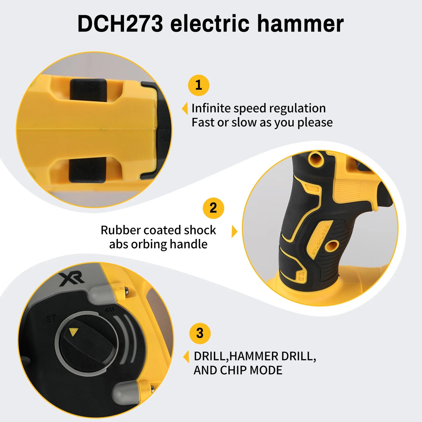 Rotomartillo DEWALT DCH273 20V – Tecnología Sin Escobillas, Sistema SDS-Plus, Potencia de 2,1 J, Control de Velocidad – Uso Profesional en Construcción