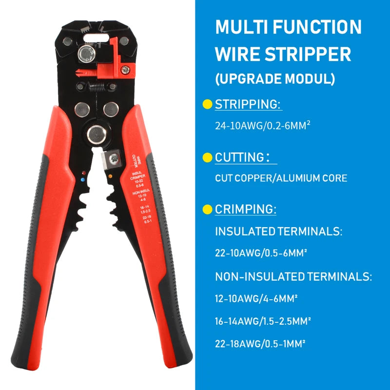 Crimpadora de cables automática ajustable, pelacables multifuncional, alicates de prensado, Terminal, herramienta de mano
