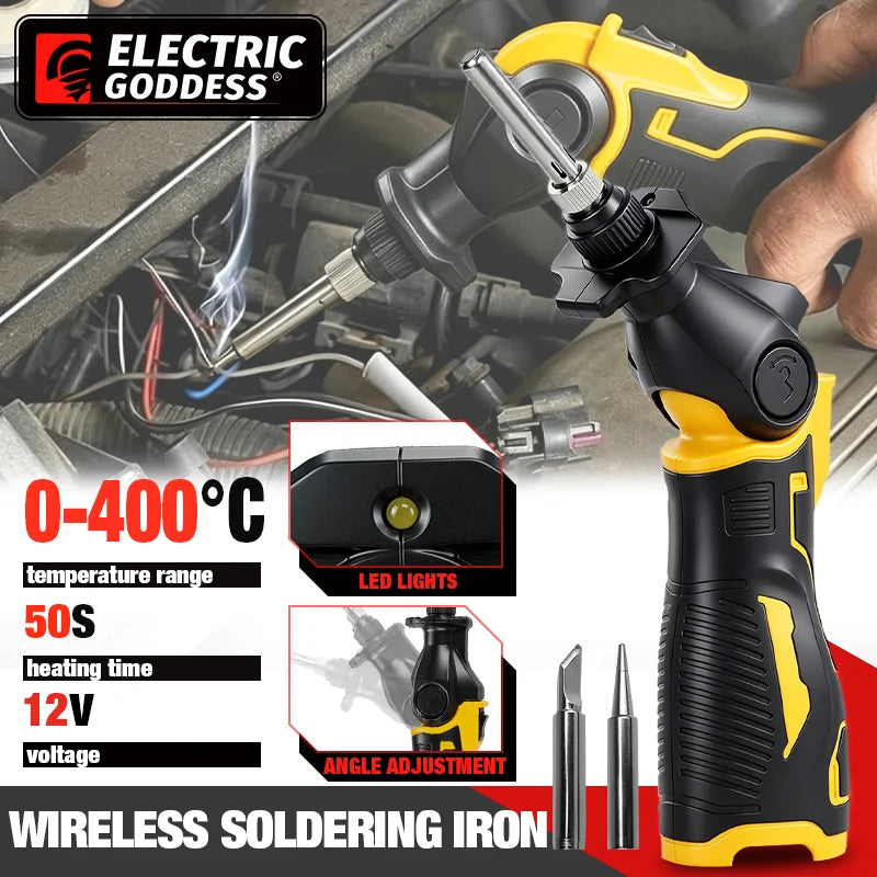 Soldador Eléctrico Goddess de 30W con Calentamiento Rápido, 12V, Temperatura Ajustable, para Soldadura de Aleaciones