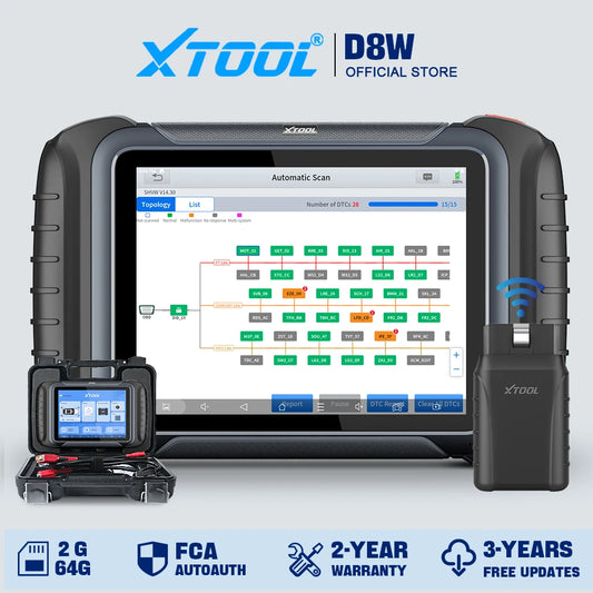 XTOOL D8W: herramienta de diagnóstico para coches con Bluetooth, codificación de la ECU, escáner automovilístico, bidireccional
