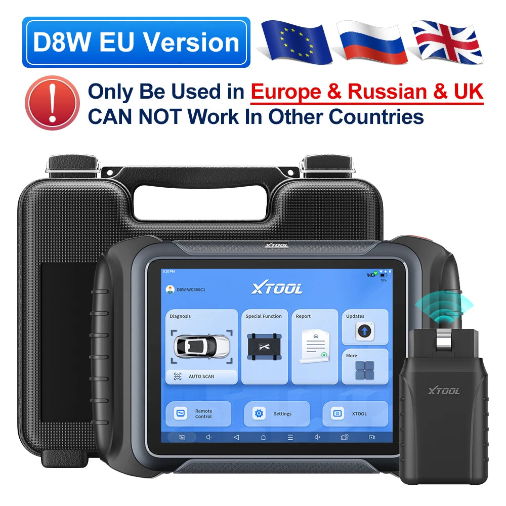 XTOOL D8W: herramienta de diagnóstico para coches con Bluetooth, codificación de la ECU, escáner automovilístico, bidireccional