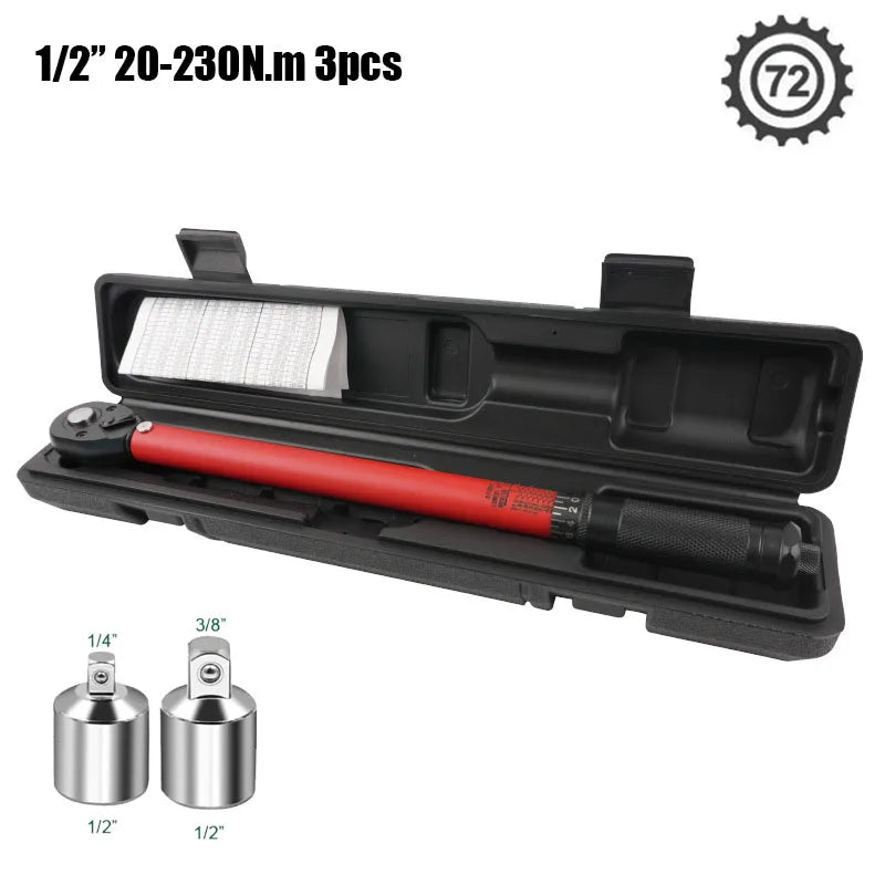 Llave Dinamométrica de Precisión – Par Regulable, Cabezal de Trinquete, Fabricada en Acero Resistente, Ideal para Mantenimiento de Vehículos y Motocicletas