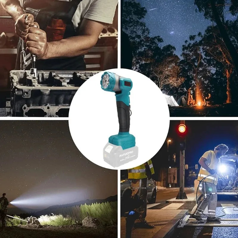 Linterna LED Inalámbrica Makita para Batería de 18V, Foco Portátil para Exteriores