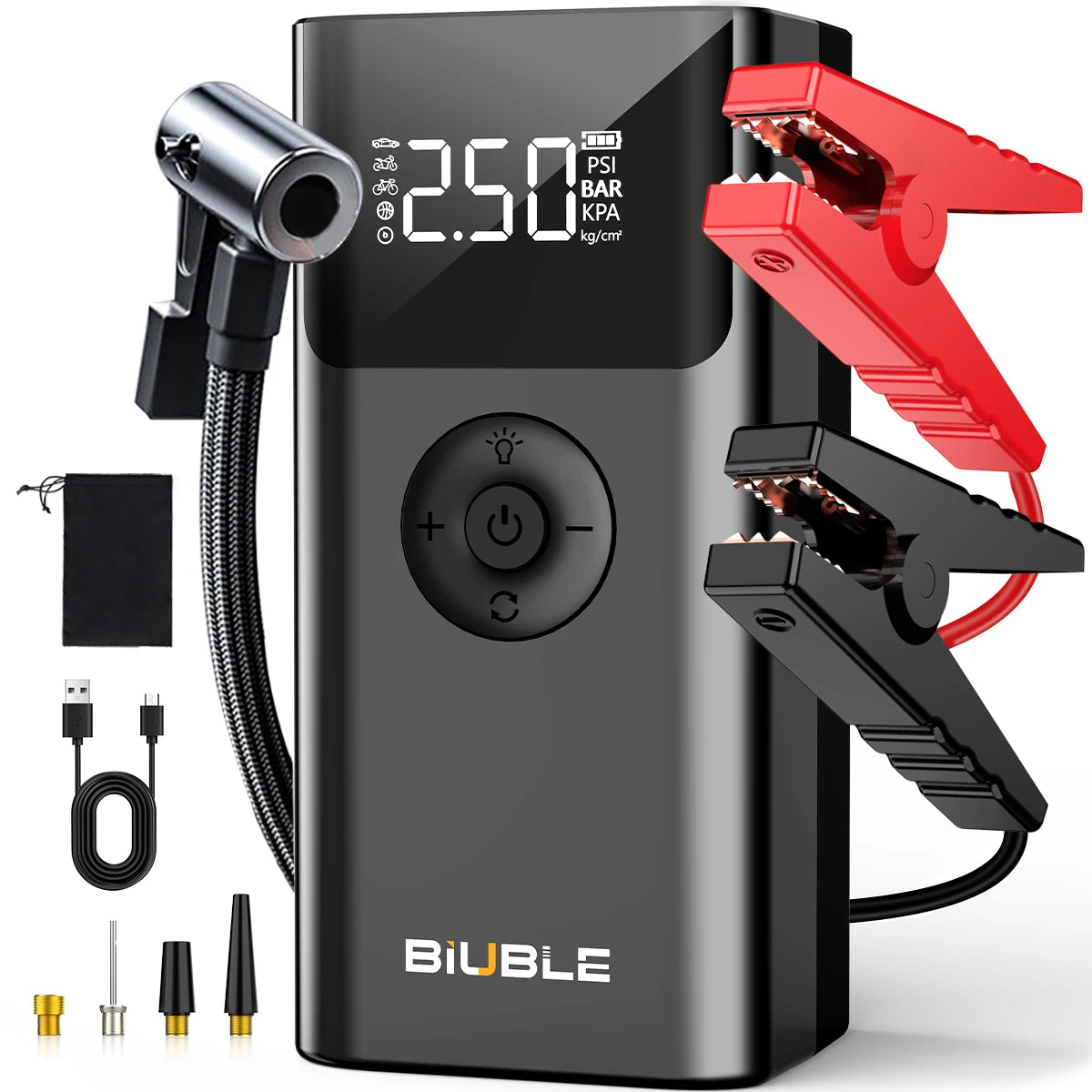 Arrancador de Baterías Portátil de 8000mAh/6000mAh, con Compresor de Aire de 150PSI