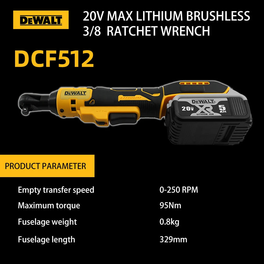 Llave de Trinquete Eléctrica DEWALT DCF512 20V – Sin Escobillas, Recargable, Fácil de Manejar